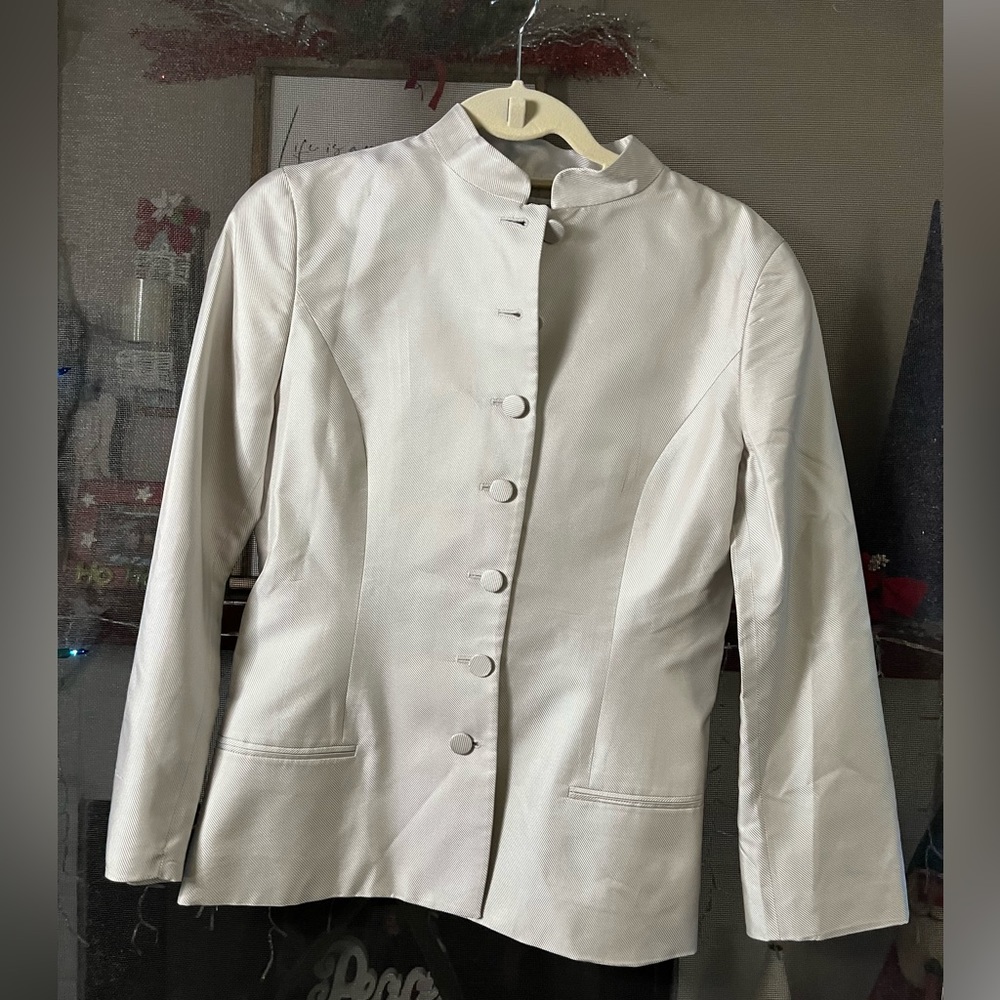 Carolina Herrera Silver Button Down Jacket - image 1
